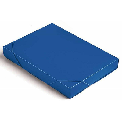 Папка-короб с 2-я резиновыми застежками пластиковая A4 до 400л Бюрократ синяя