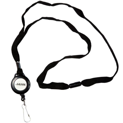 Рулетка для бэйджа/ID-карты deVENTE 80см с карабином и черным шнуром 44см с безопасным замком
