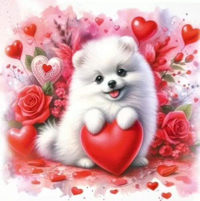 Бирка для упаковки картонная 70х70мм 'Собачка с сердечком' 