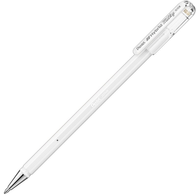 Ручка гелевая Pentel 0.8мм Hybrid Milky пастельная белая