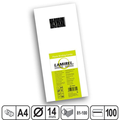 Пружина пластиковая Lamirel 14мм 81-100 листов черная&nbsp;&nbsp;100шт
