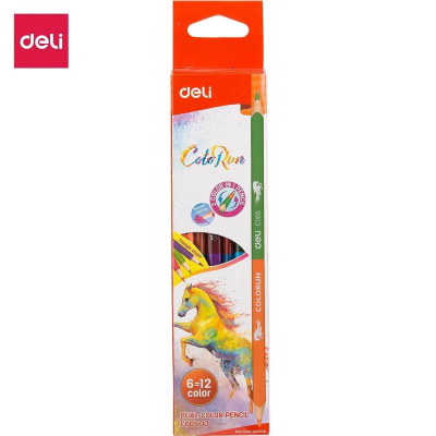 Карандаши&nbsp;&nbsp;12цв Deli 'ColoRun' трехгранные двусторонние в выдвижной картонной коробке