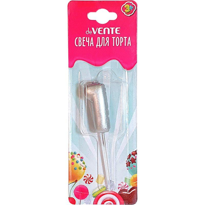 Свеча-цифра для торта deVENTE 'Воздушный шарик серебристый' '1'&nbsp;&nbsp;4см блистере