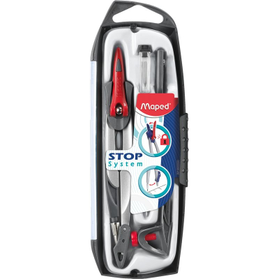 Готовальня&nbsp;&nbsp;5 предметов Maped 'Stop System' в ударопрочном футляре