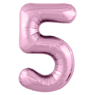Шар воздушный фольгированный Цифра '5' розовый фламинго Slim Agura 102см