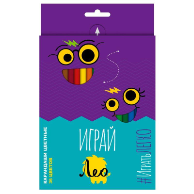 Карандаши  36цв Лео 'Играй' трехгранные в картонной коробке