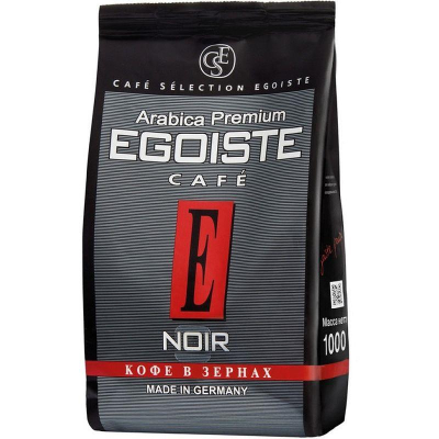 Кофе зерновой Egoiste 'Noir' обжарка средняя 1000г в вакуумном пакете