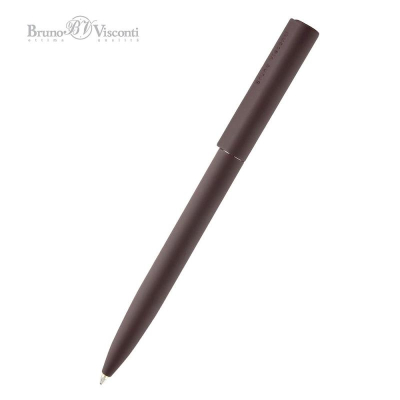 Ручка шариковая BrunoVisconti® 'Torino' 1.0мм металлический Soft touch коричневый корпус в металлическом черном футляре синие чернила