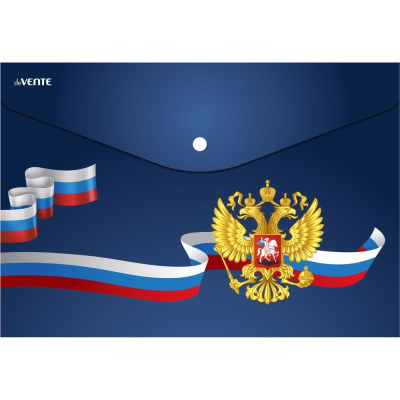 Папка-конверт на кнопке A4 deVENTE пластиковая 180мкм с фотопечатью 'Герб' синяя