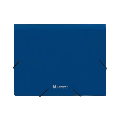 Папка с 2-я резиновыми застежками пластиковая A5 до 150л с 3 клапанами Lamark синяя