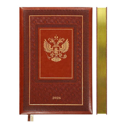 Ежедневник 2026 A5 deVENTE 'Symbol' 336стр тонированный блок твердая обложка с поролоном искусственная кожа коричневый