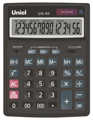 Калькулятор настольный Uniel 16 разрядов DP DM 155x206x35мм 236г