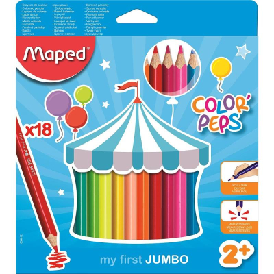 Карандаши  18цв Maped Color'Peps 'Jumbo' трехгранные в картонной коробке