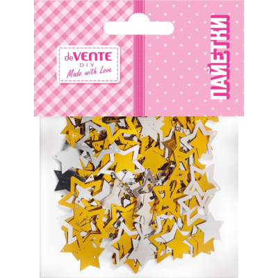 Пайетки декоративные deVENTE 'Звезды' 15г цвета золотой/серебряный ассорти в блистере