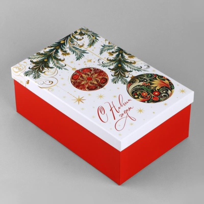 Коробка подарочная новогодняя прямоугольная 28х18х11см 'С Новым годом'