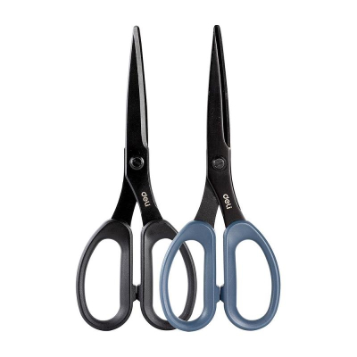 Ножницы 21см Deli 'Ergo' титановое покрытие цвета ассорти синие/серые в блистере