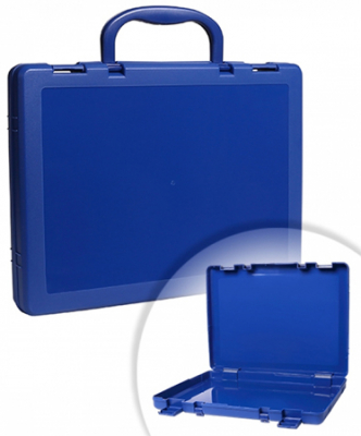 Портфель-кейс A4+  35х25х5см СТАММ пластиковый синий