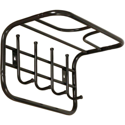 Вешалка настенная с полкой&nbsp;&nbsp;4 крючка стальная 45х25х25см черная