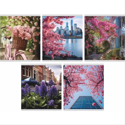 Тетрадь A5&nbsp;&nbsp;48л клетка на скрепке Lamark картонная обложка ВД-лак 'Весна' 5 дизайнов