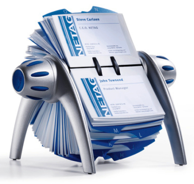 Визитница настольная на 400 карточек 72х104мм Durable Visifix Vegas вращающаяся серебристо-синяя 