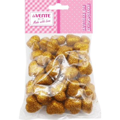 Заготовка для декорирования из пенопласта deVENTE 'Сердце'  2.5х3х1.5см 20шт золотое