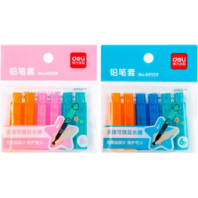 Колпачок-манжета для карандаша Deli&nbsp;&nbsp;10х44мм&nbsp;&nbsp;6шт цвета ассорти