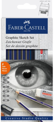 Набор Faber-Castell Gold Faber Studio 6шт (2H,HB,B,2B,4B,6B ) +точилка +ластик