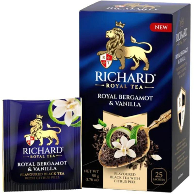Чай Richard черный 'Royal Bergamot & Vanilla' цейлонский с цедрой бергамота и ванилью  25пак х 2г