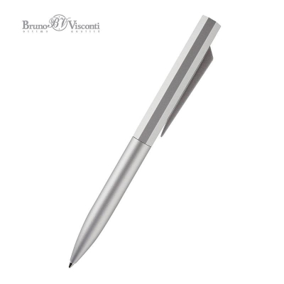 Ручка шариковая BrunoVisconti® 'Tokyo' 1.0мм металлический серебристый корпус в серебристом металлическом футляре синие чернила