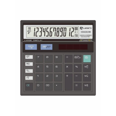 Калькулятор настольный Lamark 12 разрядов DP GT проверка/коррекция  99шагов 130х130x33мм черный корпус