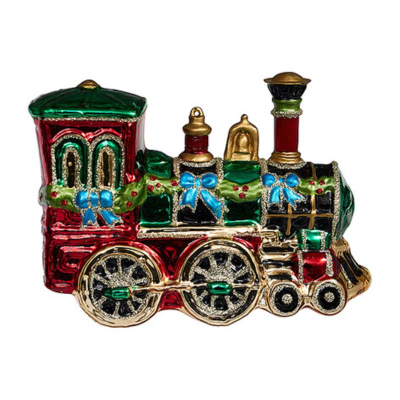 Паровоз рождественский 14х5х10см стекло