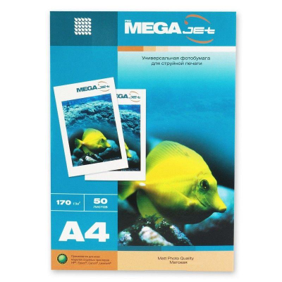 Бумага фото струйная A4&nbsp;&nbsp;170г&nbsp;&nbsp;50л ProMEGA jet Matt матовая 1440dpi