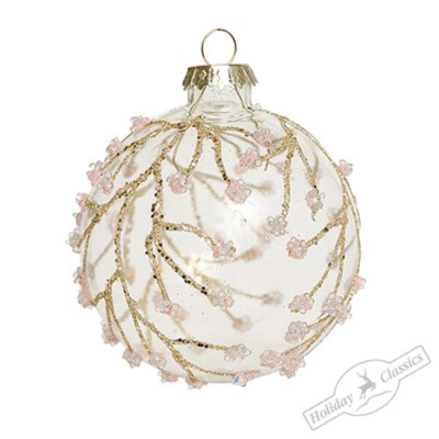 Шар  80мм прозрачный 'Цветущая сакура' стекло