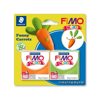 Глина полимерная термоотвердевающая набор Fimo Kids Kit 2цв х42г Веселые морковки
