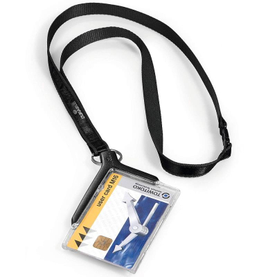 Держатель для бэйджа/ID-карты универсальный  85х54мм Durable Deluxe Pro со шнуром