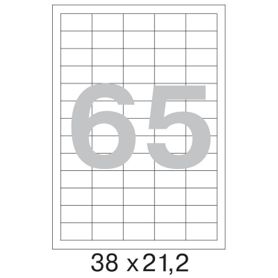 Этикетки самоклеящиеся бумажные&nbsp;&nbsp;65шт/A4&nbsp;&nbsp;38х21.2мм I/L/C белые 100л