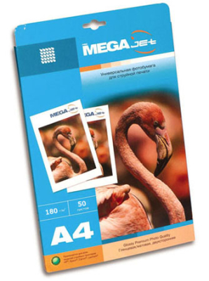Бумага фото струйная A4&nbsp;&nbsp;180г&nbsp;&nbsp;50л ProMEGA jet глянцевая 2880dpi