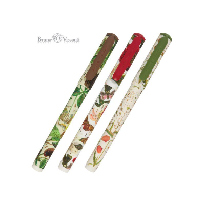 Ручка шариковая BrunoVisconti® 0.7мм 'DreamWrite' 3 дизайна 'Flora' 'Bloom flowers' синяя в тубе