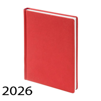Ежедневник 2026 A5 BrunoVisconti® 'Velvet' 336стр твердая обложка искусственная кожа красный