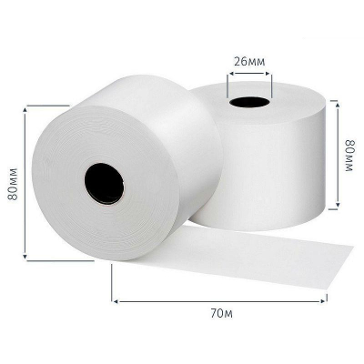 Ролик для касс и калькуляторов термобумага 80х 80х26мм 70м&nbsp;&nbsp;55г/м²