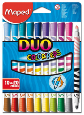 Фломастеры двусторонние 20цв Maped Color'peps Duo двусторонние в картонной коробке