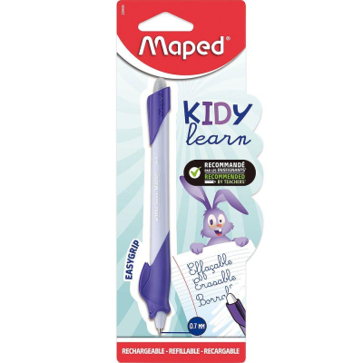 Ручка-тренажер обучающая письму стираемая гелевая Maped 0.7мм 'Kidy Learn' Rabbit синяя в блисте