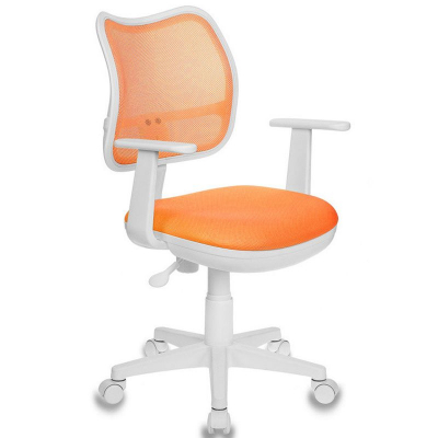 Кресло детское Бюрократ 797 сетчатая спинка ткань бело/оранжевое