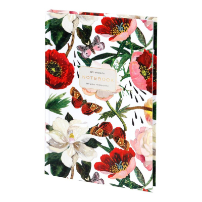 Тетрадь A5&nbsp;&nbsp;80л клетка на сшивке Альт® твердая глянцевая обложка 'Flora' Пионы