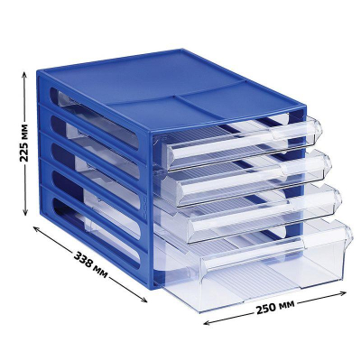 Модуль-накопитель&nbsp;&nbsp;4 отделения СТАММ&nbsp;&nbsp;синий/прозрачные лотки