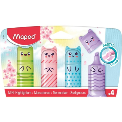 Текст-маркеры Fluo Peps 'Mini' 1-5.0мм 4цв 'Pastel' декорированный корпус в блистере