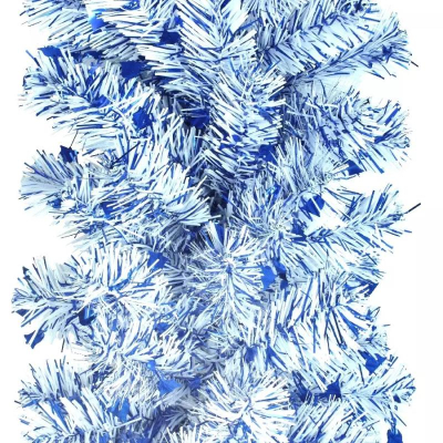 Гирлянда еловая 270см Рождественская белая с синими колокольчиками