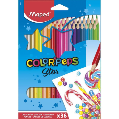 Карандаши  36цв Maped Color'Peps 'Star' трехгранные в картонной коробке