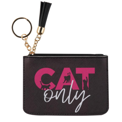 Картхолдер Кокос 'Cat only' 12х9х0.5см искусственная кожа черный