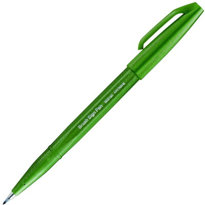 Ручка-кисточка капиллярная художественная Pentel Arts Brush Sign Pen оливковая